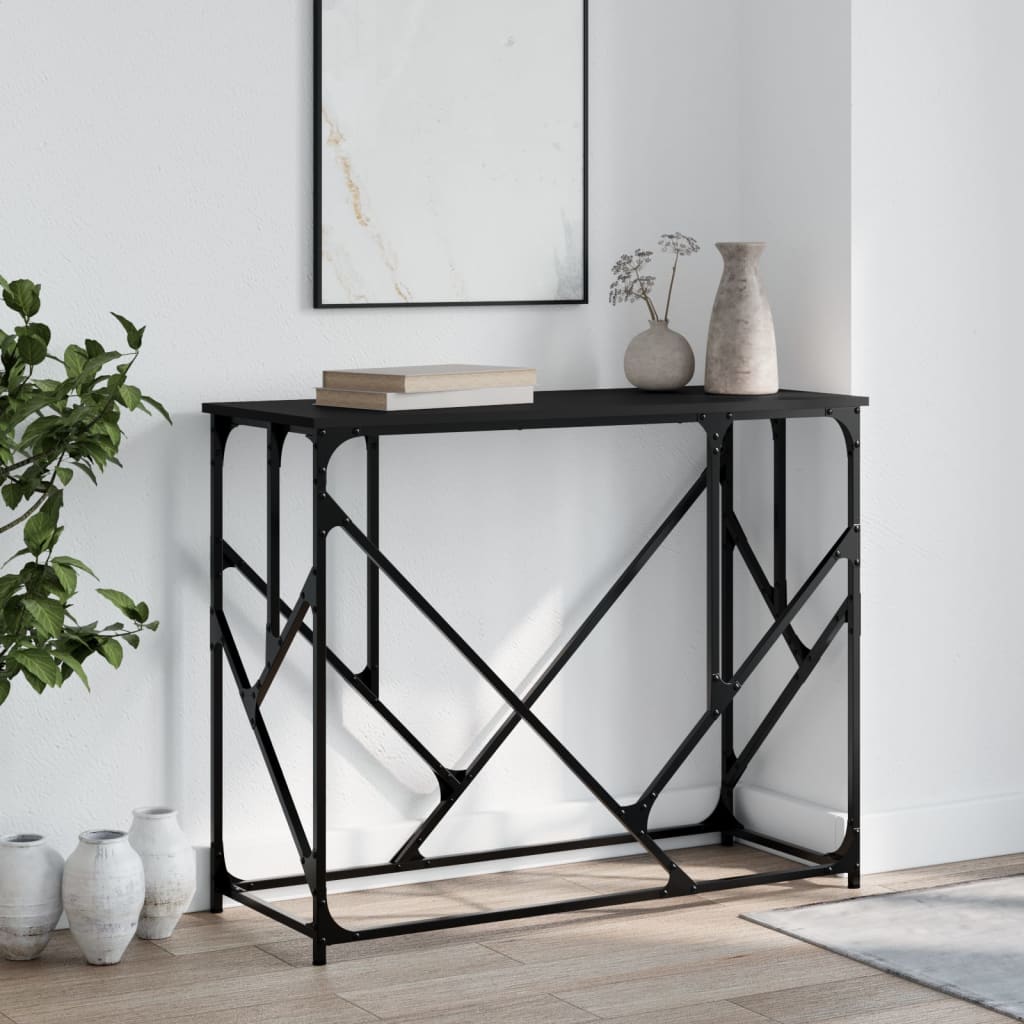 Tavolino Consolle-Tavolino da soggiorno-Tavolo Nero 100x40x80 cm in Legno Multistrato