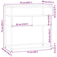 Tavolino Consolle Nero 75x40x75 cm in Legno Multistrato 834155