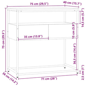Tavolino Consolle Nero 75x40x75 cm in Legno Multistrato 834155