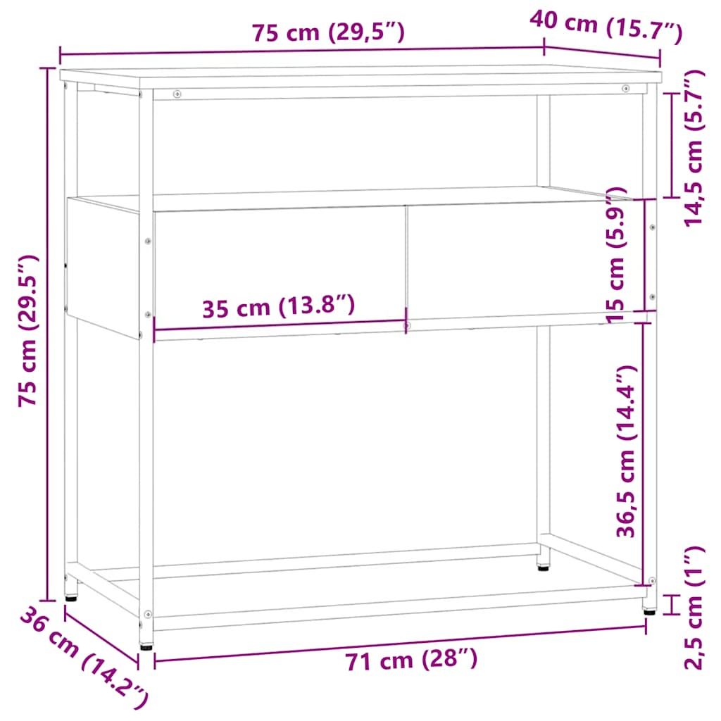 Tavolino Consolle-Tavolino da soggiorno-Tavolo Nero 75x40x75 cm in Legno Multistrato