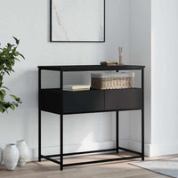 Tavolino Consolle-Tavolino da soggiorno-Tavolo Nero 75x40x75 cm in Legno Multistrato
