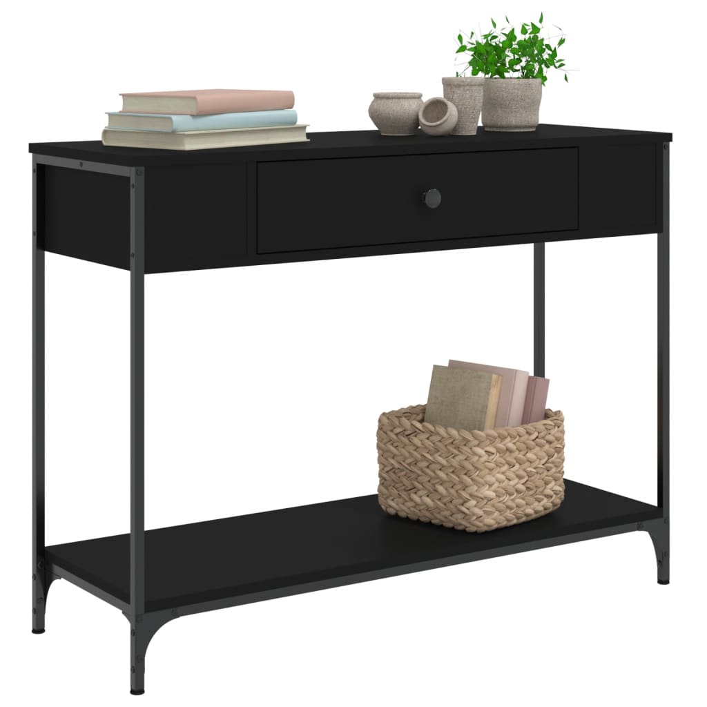 Tavolino Consolle Nero 100x34,5x75 cm in Legno Multistrato
