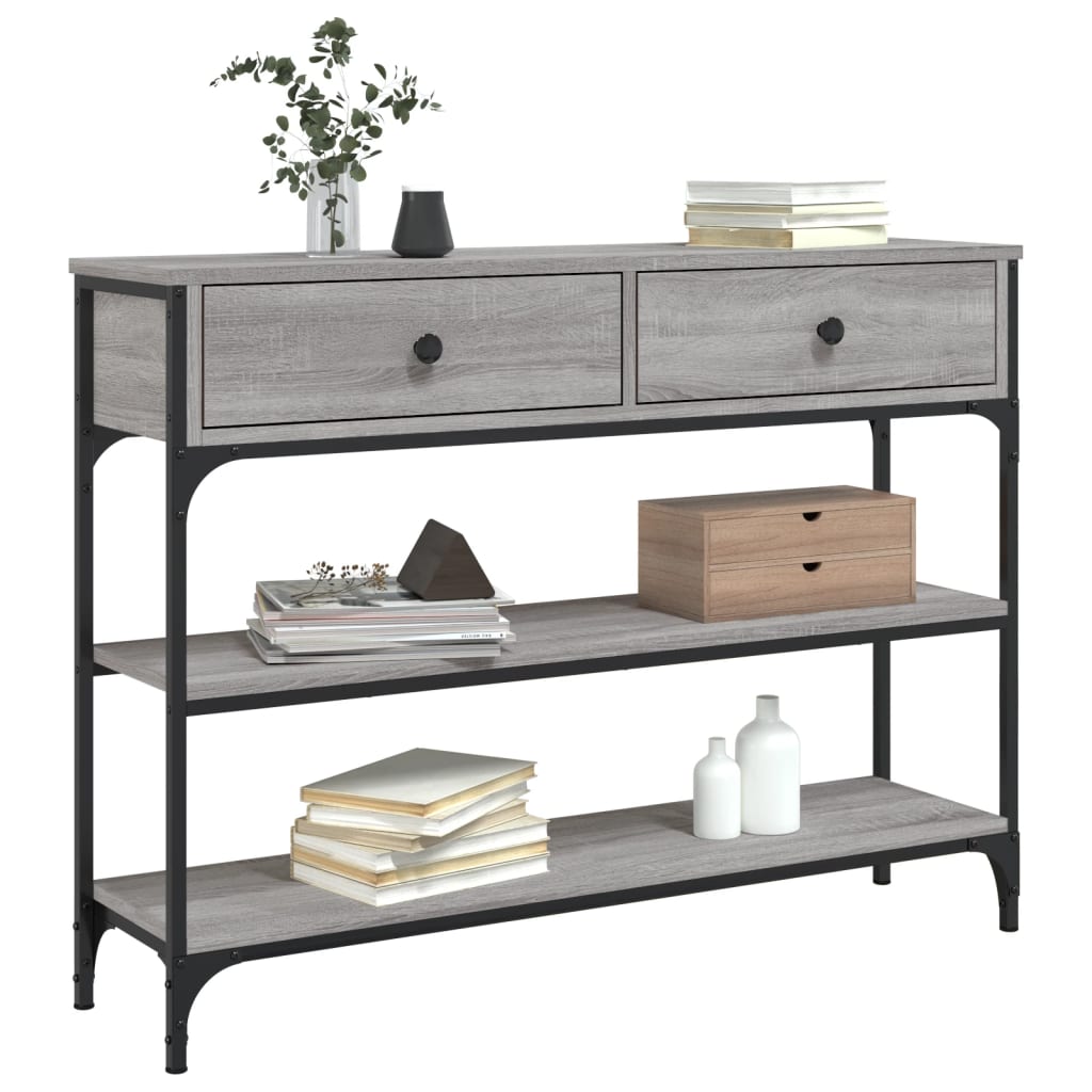 Tavolino Consolle-Tavolino da soggiorno-Tavolo Grigio Sonoma 100x25x75cm Legno Multistrato