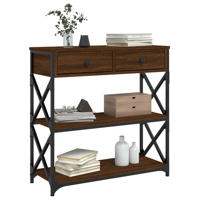 Tavolino Consolle Rovere Marrone 75x28x75cm Legno Multistrato 834199