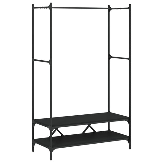 Appendiabiti con Scaffali Nero in Legno Multistratocod mxl 107634
