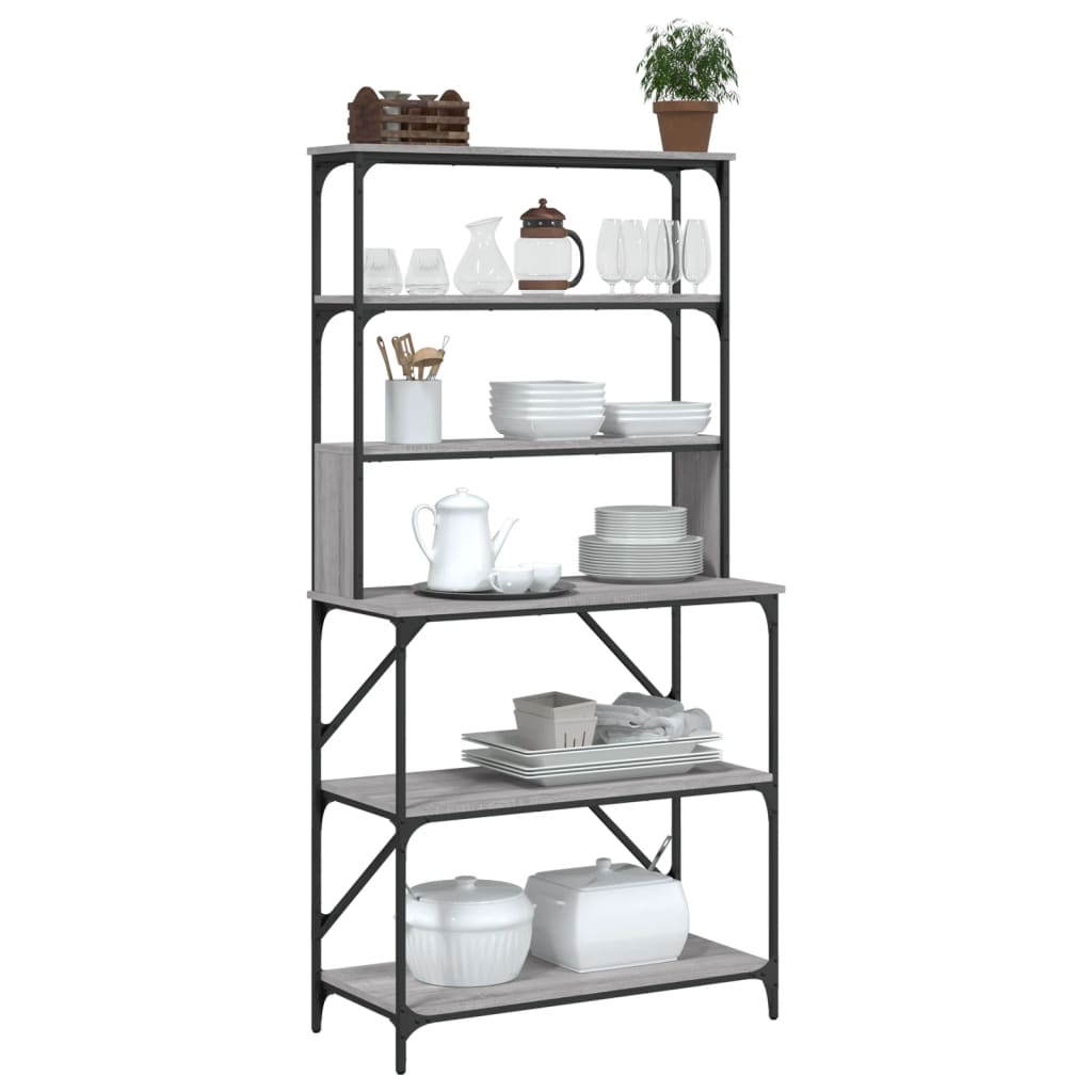Scaffale Cucina 6 Ripiani Grigio Sonoma 90x40x180cm Multistrato 834223