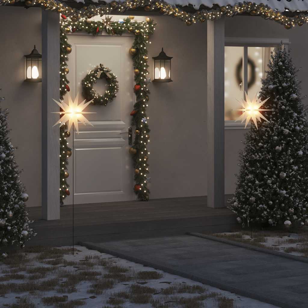 Luce di Natale con Picco Terra e LED Pieghevole Bianca 57 cm 356191