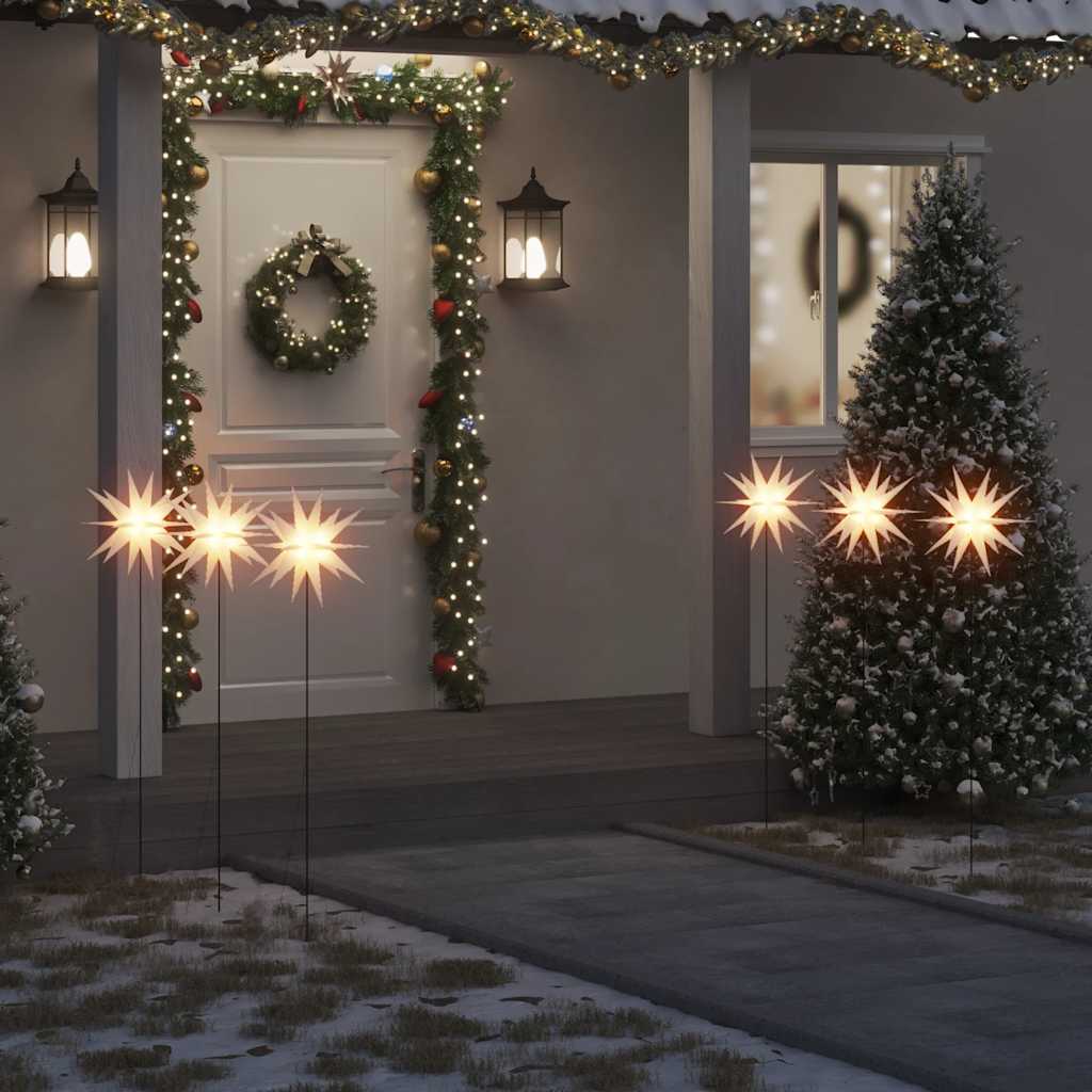 Luci di Natale con Picchi e LED 3 pz Pieghevoli Bianche 35 cm 356200