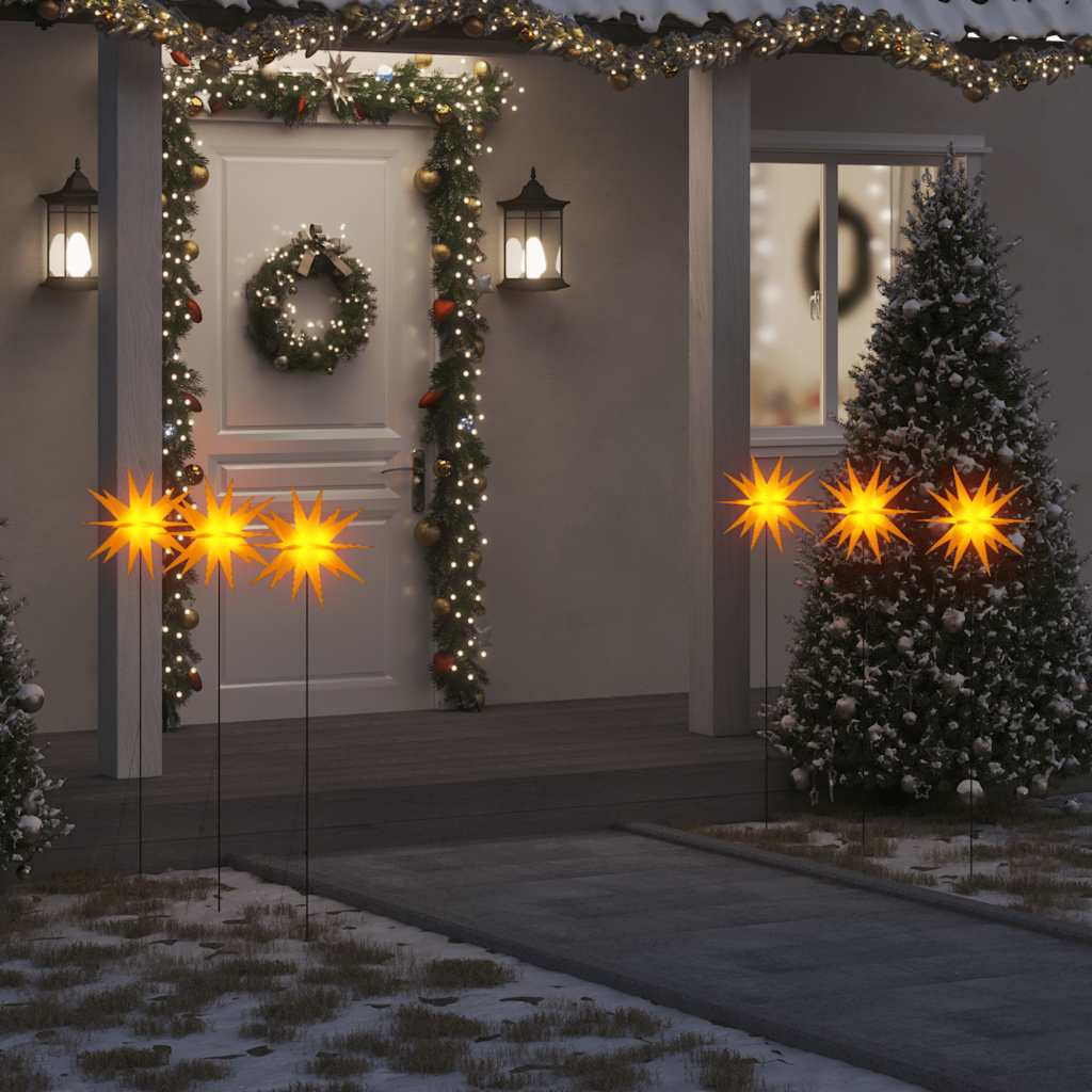 Luci di Natale con Picchi e LED 3 pz Pieghevoli Gialle 35 cm 356201