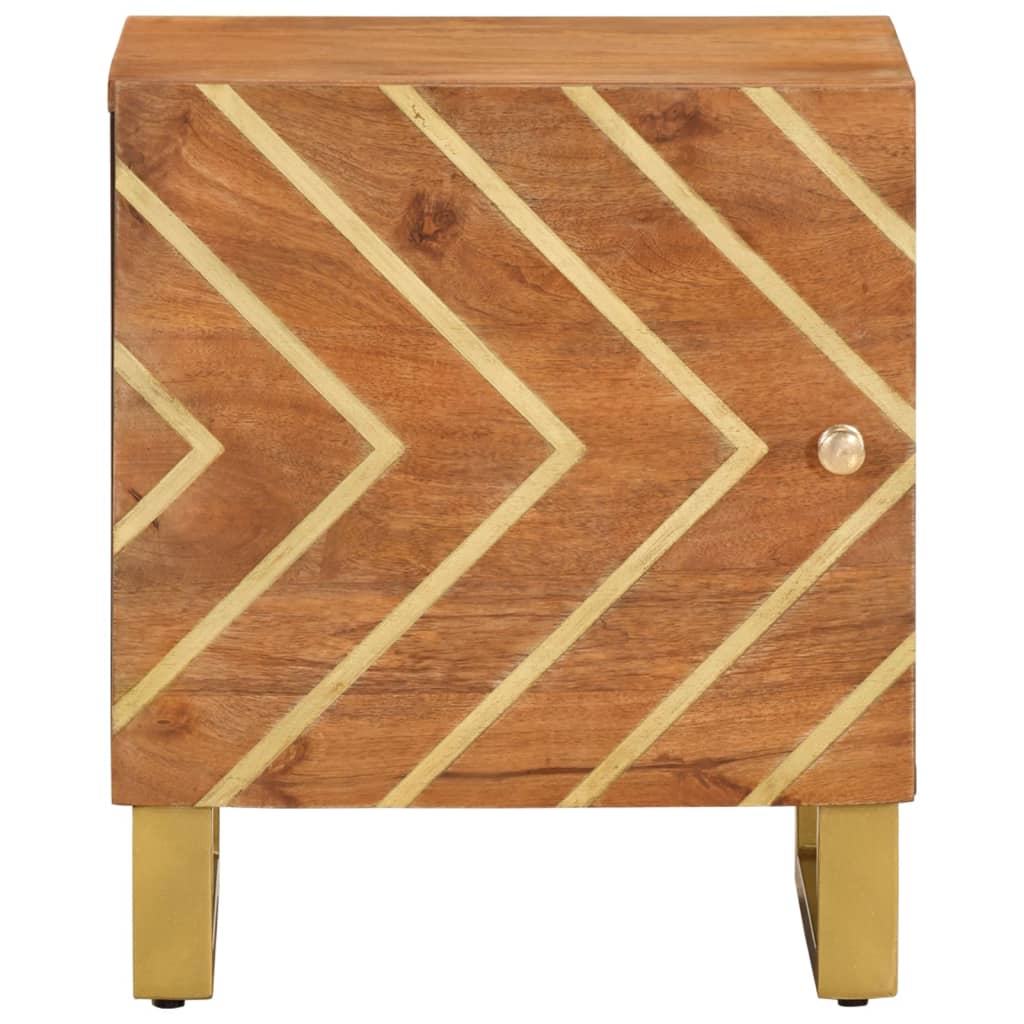 Comodino Marrone e Nero in Legno Massello di Mango 356779