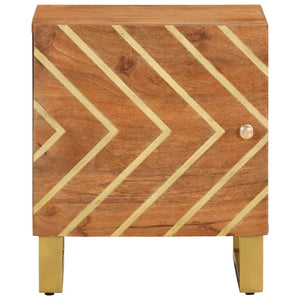 Comodino Marrone e Nero in Legno Massello di Mango 356779