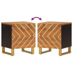 Comodino Marrone e Nero in Legno Massello di Mango 356779