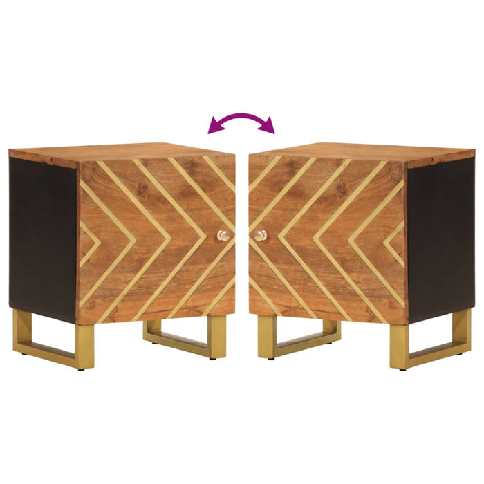 Comodino Marrone e Nero in Legno Massello di Mango 356779