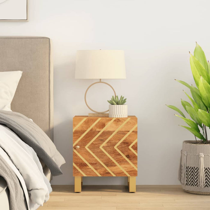 Comodino Marrone e Nero in Legno Massello di Mango 356779