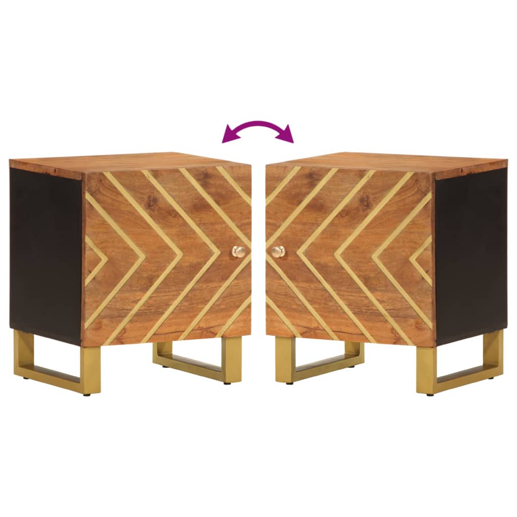 Comodini 2 pz Marrone e Nero in Legno Massello di Mango 356780