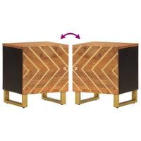 Comodini 2 pz Marrone e Nero in Legno Massello di Mango 356780