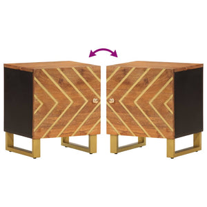 Comodini 2 pz Marrone e Nero in Legno Massello di Mango 356780