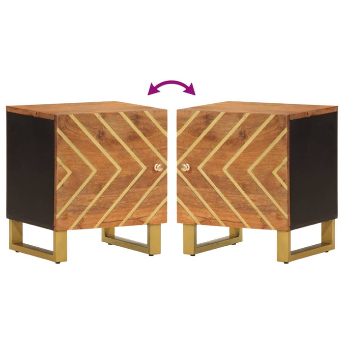 Comodini 2 pz Marrone e Nero in Legno Massello di Mango 356780