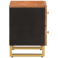 Comodino-Tavolino da notte Marrone e Nero in Legno Massello di Mango
