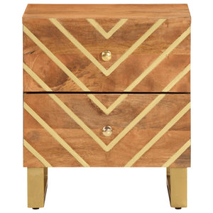 Comodini 2 pz Marrone e Nero in Legno Massello di Mango 356782