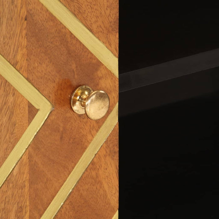 Mobile Porta TV Marrone e Nero 105x33,5x46 cm in Legno di Mango 356783