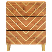 Mobiletto Marrone e Nero 60x33,5x75 cm Legno Massello di Mango 356786