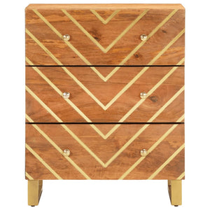 Mobiletto Marrone e Nero 60x33,5x75 cm Legno Massello di Mango 356786