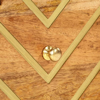 Comodino Marrone e Nero in Legno Massello di Mango 356789