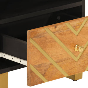 Comodini 2 pz Marrone e Nero in Legno Massello di Mango 356790