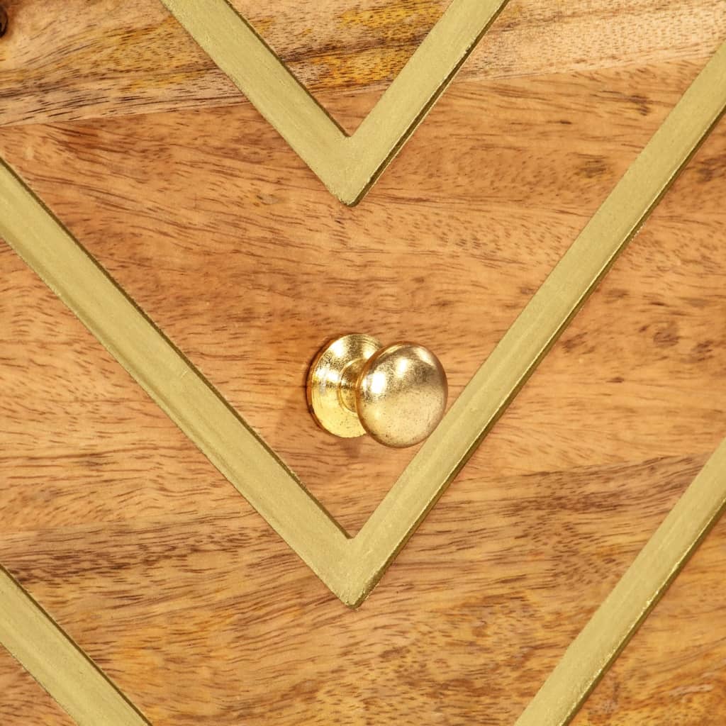 Comodini 2 pz Marrone e Nero in Legno Massello di Mango 356790