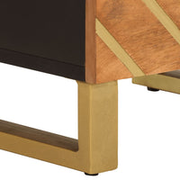 Comodini 2 pz Marrone e Nero in Legno Massello di Mango 356790
