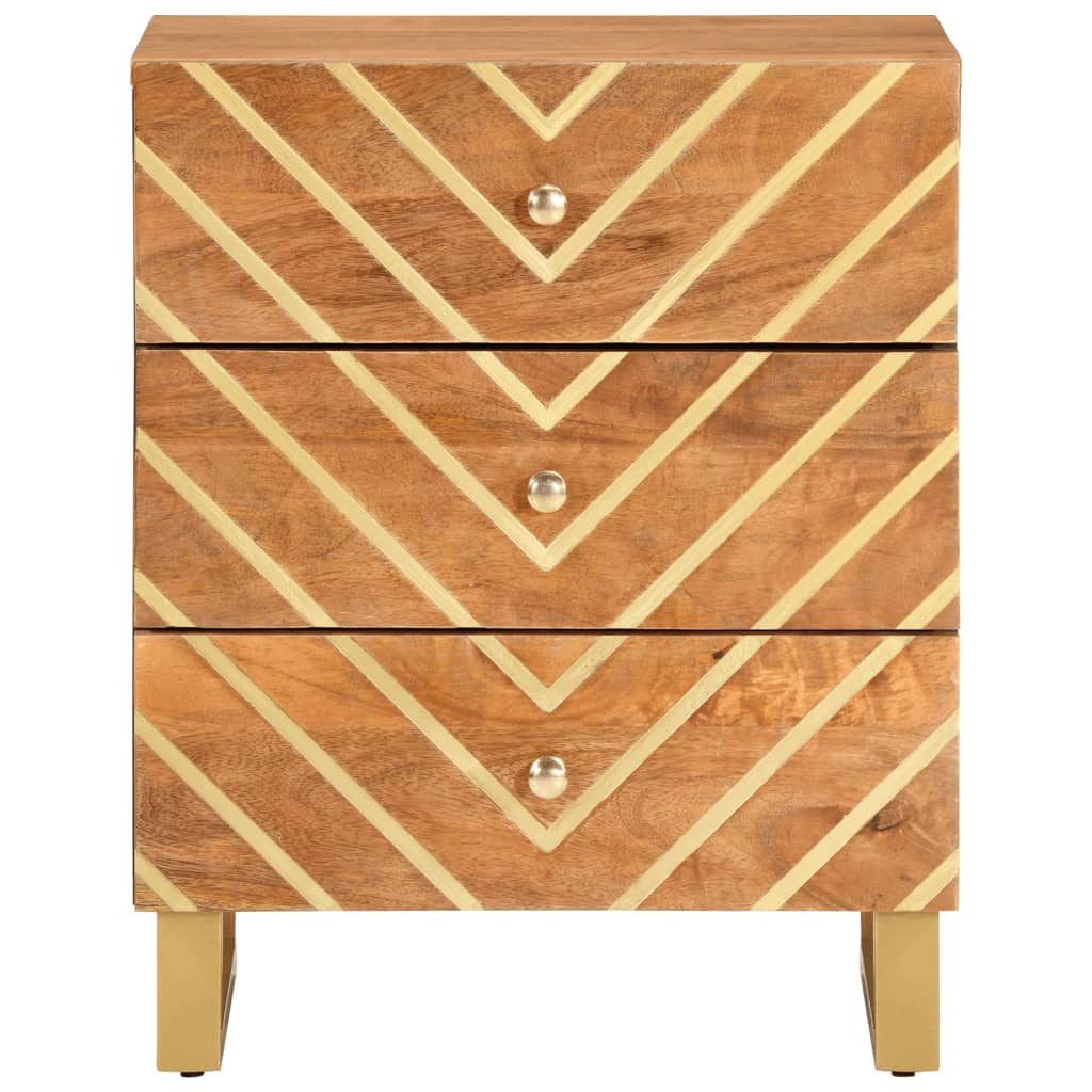 Comodino Nero 40x29x50 cm in Legno Massello di Mango 356792