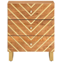 Comodino Nero 40x29x50 cm in Legno Massello di Mango 356792