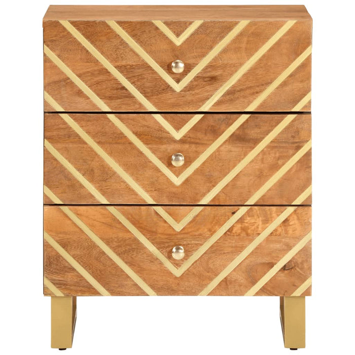 Comodino Nero 40x29x50 cm in Legno Massello di Mango 356792