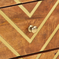 Comodino Nero 40x29x50 cm in Legno Massello di Mango 356792