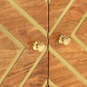 Comodino Nero 40x29x50 cm in Legno Massello di Mango 356794