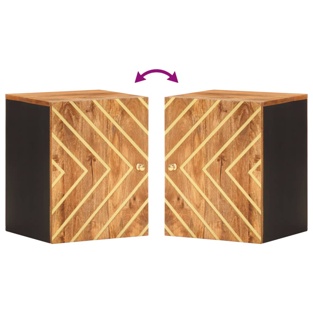 Mobile da Bagno a Parete Marrone e Nero Legno Massello di Mango 356803