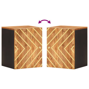 Mobile da Bagno a Parete Marrone e Nero Legno Massello di Mango 356803