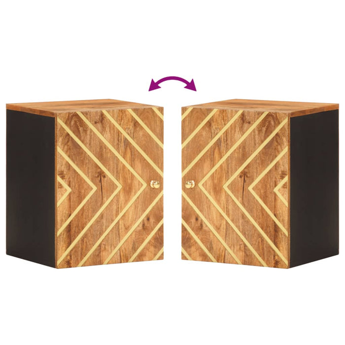 Mobile da Bagno a Parete Marrone e Nero Legno Massello di Mango 356803