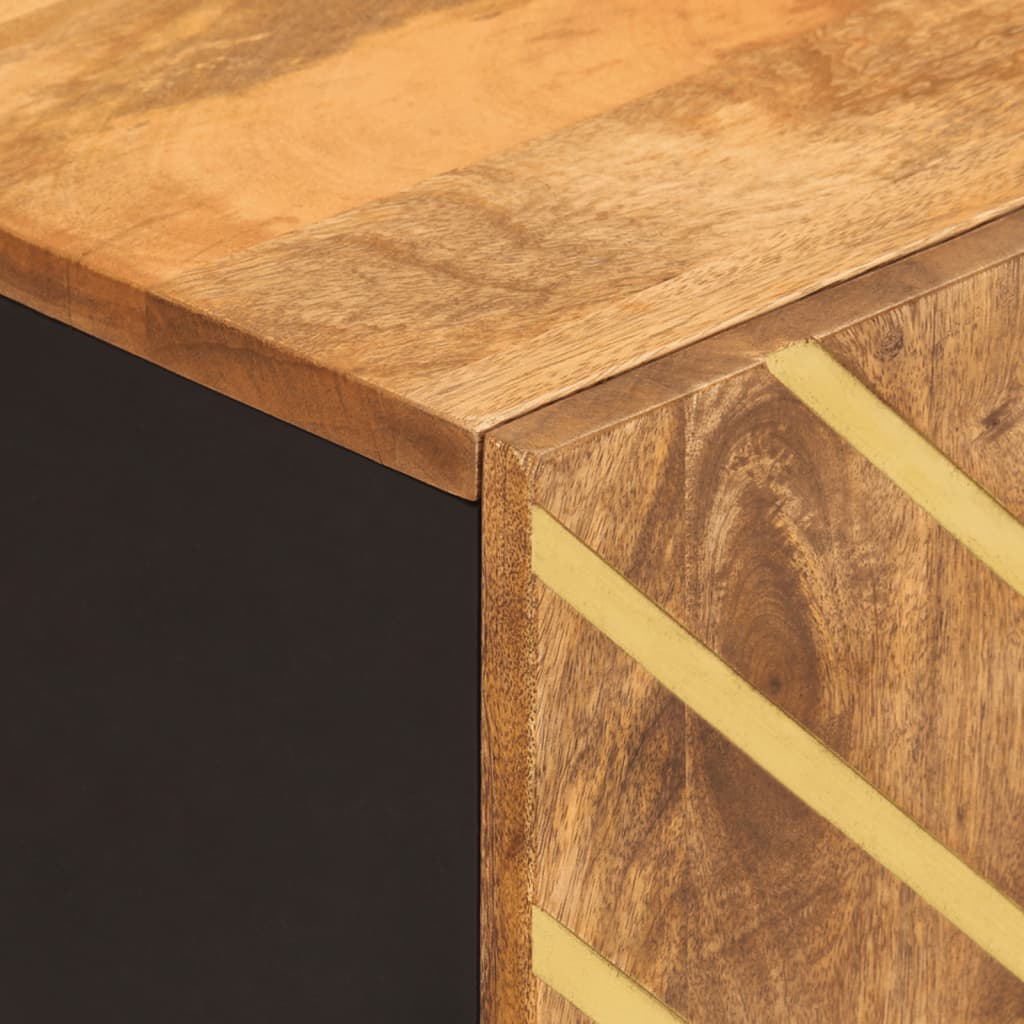 Mobile da Bagno a Parete Marrone e Nero Legno Massello di Mango 356803