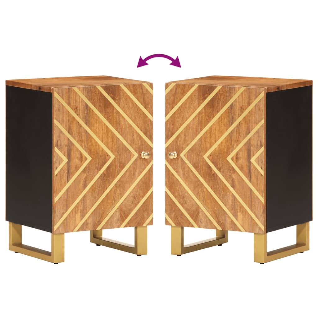 Mobiletto da Bagno Marrone e Nero 38x33,5x58 cm Legno di Mango 356804