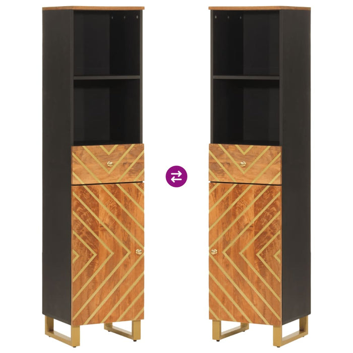 Mobile da Bagno Marrone e Nero 38x33,5x160 cm in Legno di Mango 356805