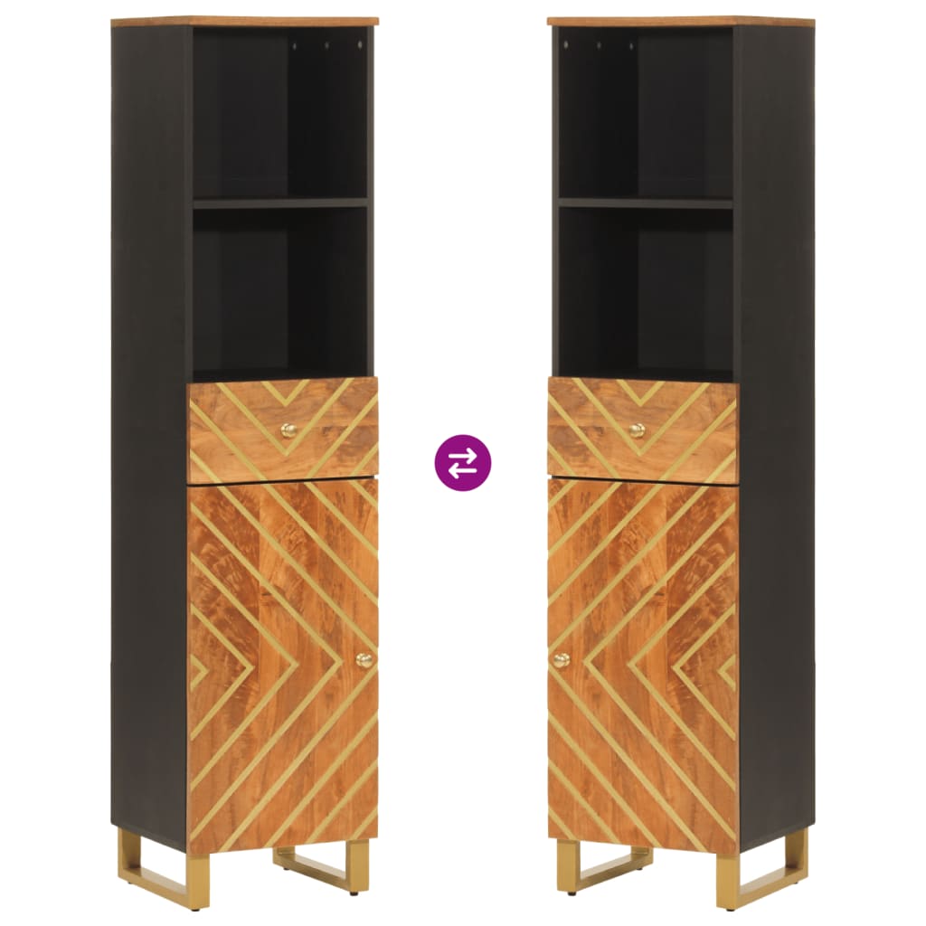 Mobile da Bagno Marrone e Nero 38x33,5x160 cm in Legno di Mango