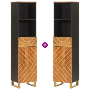 Mobile da Bagno Marrone e Nero 38x33,5x160 cm in Legno di Mango