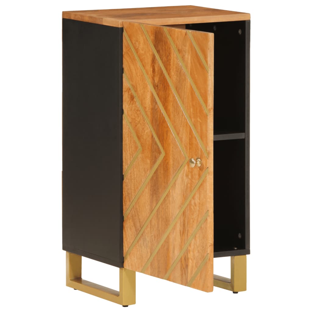 Credenza Marrone e Nera 40x33,5x75cm in Legno Massello di Mango 356807