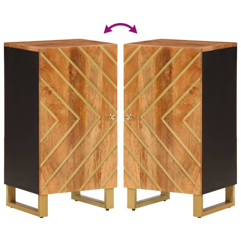 Credenza Marrone e Nera 40x33,5x75cm in Legno Massello di Mango 356807
