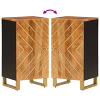 Credenza Marrone e Nera 40x33,5x75cm in Legno Massello di Mango 356807