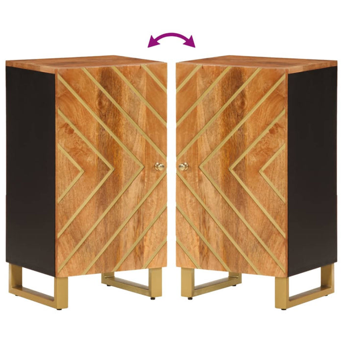 Credenza Marrone e Nera 40x33,5x75cm in Legno Massello di Mango 356807