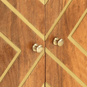 Mobiletto Marrone e Nero 60x33,5x75 cm Legno Massello di Mango 356808