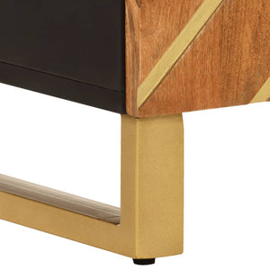 Mobiletto Marrone e Nero 60x33,5x75 cm Legno Massello di Mango 356808
